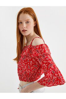 Блузка с узором пейсли и оборками Koton, красный