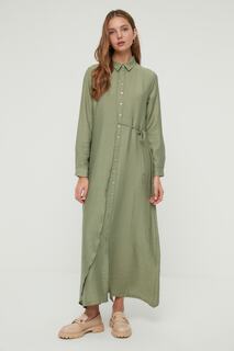 Платье - Зеленый - Платье-рубашка Trendyol Modest, зеленый