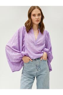 Блузка с рукавами «летучая мышь» Судейский воротник Koton, фиолетовый
