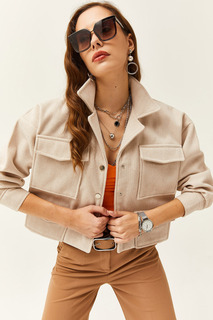 Женская укороченная куртка на подкладке с четырьмя карманами Stone Olalook, серый