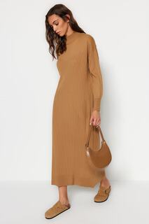 Платье - Коричневое - Свободное Trendyol Modest, коричневый