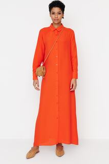Платье - Оранжевый - Платье-рубашка Trendyol Modest, оранжевый