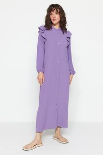 Платье - Фиолетовый - Платье-рубашка Trendyol Modest, фиолетовый