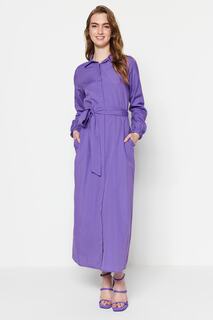 Платье - Фиолетовый - Платье-рубашка Trendyol Modest, фиолетовый