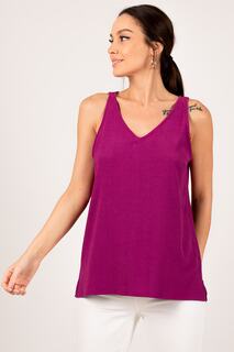 Женская фиолетовая блузка без рукавов с v-образным вырезом armonika, фиолетовый
