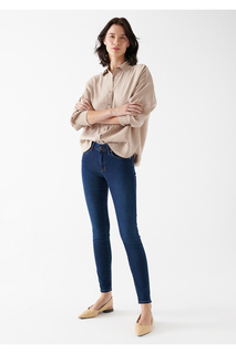 Золотые джинсовые брюки цвета индиго Adriana Mavi, темно-синий