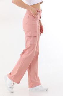 Широкие брюки из лайкры с завышенной талией и карманами-карго с карманами-карго Bike Life, розовый