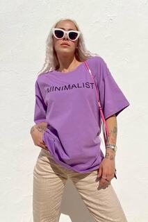 Женская фиолетовая минималистичная футболка с круглым вырезом с принтом Swist, фиолетовый