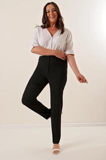 Импортные брюки широкого размера из крепа с эластичными боками By Saygı, черный