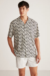 Капри, мужская летняя рубашка из струящейся ткани с рисунком Тирил Тирил GRIMELANGE, черный