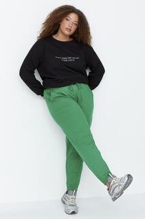 Спортивные штаны больших размеров - Зеленый - Свободный размер Trendyol