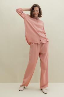Широкие брюки-палаццо с эластичной талией DeFacto, розовый