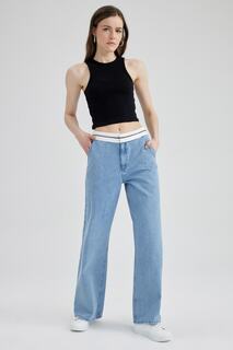Широкие джинсовые брюки DeFacto, синий