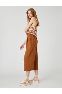 Широкие брюки-кюлоты, укороченные плиссированные Koton, коричневый