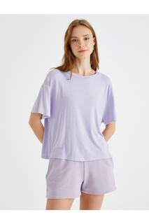 Женская футболка с коротким рукавом Koton, фиолетовый