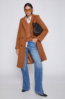 Широкий воротник пальто на пуговицах с детальным карманом Koton, коричневый