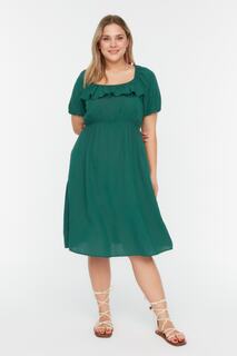 Платье больших размеров - Зеленый - А-силуэт Trendyol, зеленый