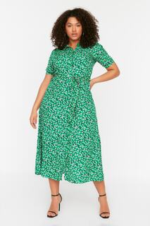 Платье больших размеров - Зеленый - А-силуэт Trendyol, зеленый