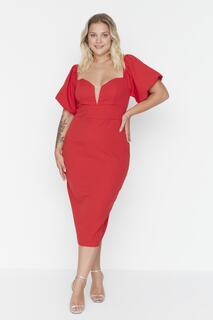 Платье больших размеров – красное – облегающее Trendyol, красный