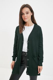 Кардиган - Зеленый - Классический крой Trendyol Modest, зеленый