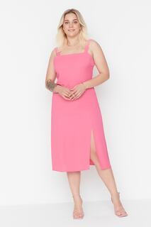 Платье больших размеров – розовое – облегающее Trendyol, розовый