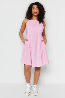 Платье больших размеров - Розовый - А-силуэт Trendyol, розовый