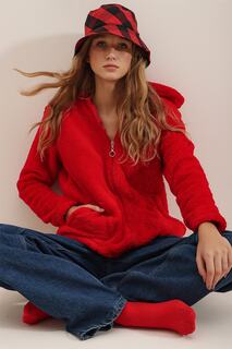 Кардиган - Красный - Oversize Trend Alaçatı Stili