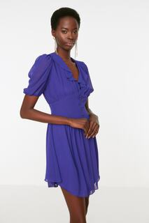 Стильное вечернее платье фиолетового цвета Trendyol, фиолетовый