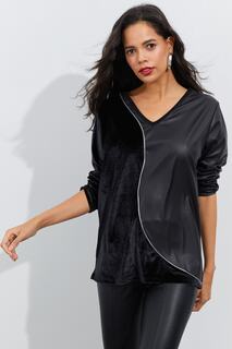 Женская черная блузка из искусственной кожи с блокировкой AFR25 Cool &amp; Sexy, черный