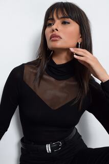Женская черная блузка из тюля Cool &amp; Sexy, черный