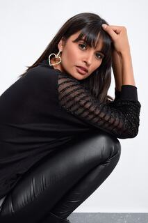 Женская черная блузка с детальными рукавами Cool &amp; Sexy, черный