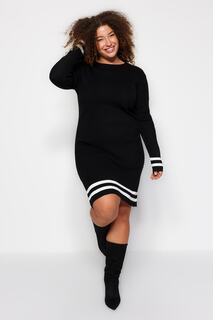 Платье больших размеров – черное – платье-пуловер Trendyol, черный