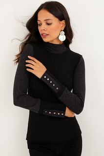 Женская черная блузка-бретелька с рукавами-полуводолазкой Yİ2367 Cool &amp; Sexy, черный