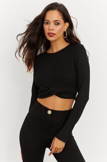 Женская черная короткая блузка с завязкой спереди B1877 Cool &amp; Sexy, черный