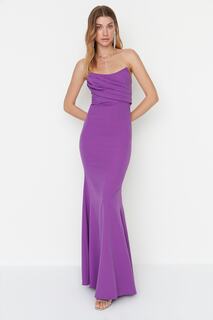 Платье для вечернего и выпускного вечера - Фиолетовый - Русалка Trendyol