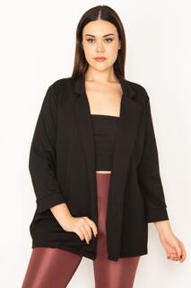 Женская черная куртка без подкладки больших размеров Şans, черный