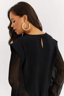 Женская черная плиссированная блузка с рукавами BK1512 Cool &amp; Sexy, черный