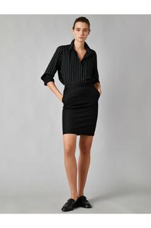 Женская черная мини-юбка с карманами Koton, черный