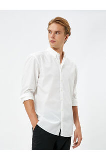 Классическая рубашка с длинным рукавом и воротником-манжетой Koton, белый