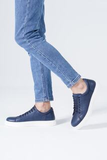 Темно-синий - Мужская повседневная спортивная обувь из натуральной кожи, повседневные кроссовки на шнуровке CZ London