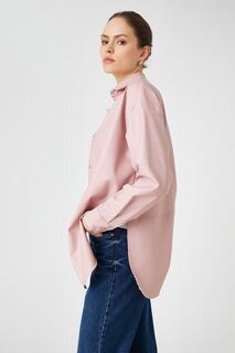 Кожаная куртка-рубашка с разрезом на кнопке Koton, розовый