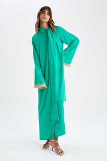Платье макси стандартного кроя DeFacto, зеленый