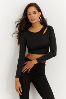 Женская черная укороченная блузка с открытыми плечами CG262 Cool &amp; Sexy, черный