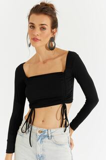 Женская черная укороченная блузка со сборками CY333 Cool &amp; Sexy, черный