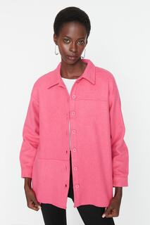 Тканая рубашка с карманами фуксии Trendyol, розовый