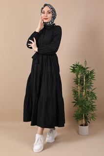Платье на пуговицах с рубашечным воротником VOLT CLOTHİNG, черный