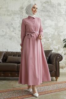 Платье на пуговицах с поясом Alerya — пыльная роза InStyle, розовый