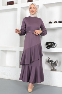 Платье с оборками Tsd230401 Фиолетовое Tesettür Dünyası, фиолетовый