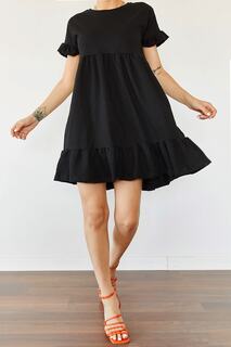 Женская черная юбка и платье с рюшами на рукавах XHAN, черный