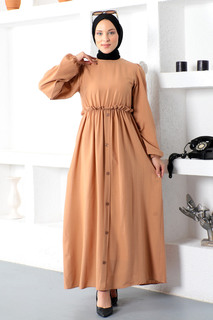 Платье с юбкой на пуговицах Tsd221206 Тан Tesettür Dünyası, коричневый